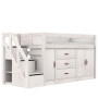 Letto Lifetime All-In-One a mezza altezza con base a doghe deluxe e spazio di stoccaggio, whitewash