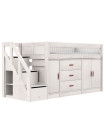 LIFETIME Mid-Sleeper Bed All-in-One with Stair Storage and Premium Slatted Base whitewash