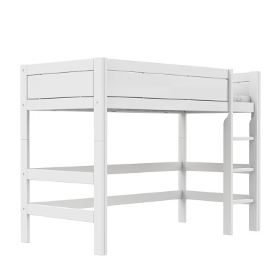 Lifetime Lit mezzanine 113 cm avec échelle droite et sommier Luxe, blanc