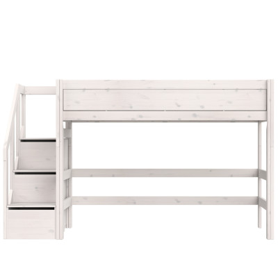 Lifetime Lit mezzanine 152 x 257 x 102 cm avec escalier step et sommier, whitewash