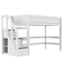 Lifetime Lit mezzanine 152 x 257 x 102 cm avec escalier step et sommier, blanc