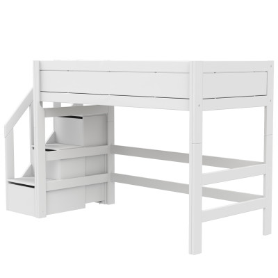 Lifetime Lit mezzanine 152 x 257 x 102 cm avec escalier step et sommier, blanc