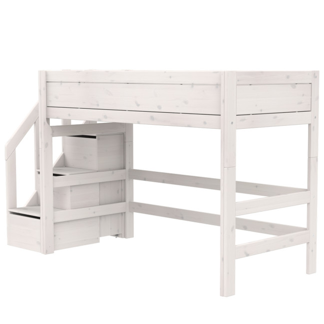 Lifetime Lit mezzanine 152 x 257 x 102 cm avec escalier step et sommier Luxe, whitewash