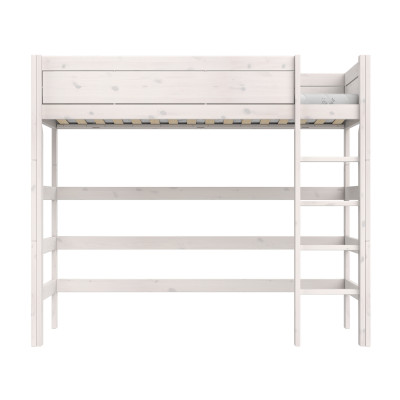 Lifetime lit mezzanine 177 cm avec échelle droite et sommier standard whitewash