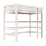 Lifetime High Bed 177 cm with straight ladder and standard slatted base, whitewash