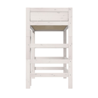 Lifetime High Bed 177 cm with straight ladder and standard slatted base, whitewash