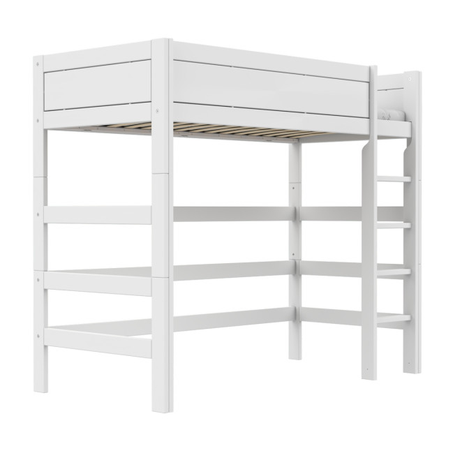 Lifetime High Bed 177 cm with straight ladder and standard slatted base, white