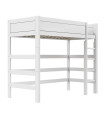 Lifetime High Bed 177 cm with straight ladder and standard slatted base, white