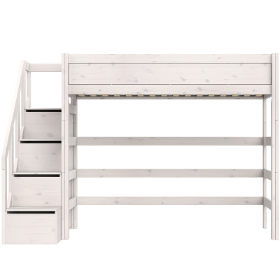 Lifetime Kidsrooms Hochbett  mit Treppe und Stauraum, Standard Lattenrost Whitewash