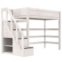 Lifetime Kidsrooms high bed with stairs and storage, standard slatted bed base Whitewash