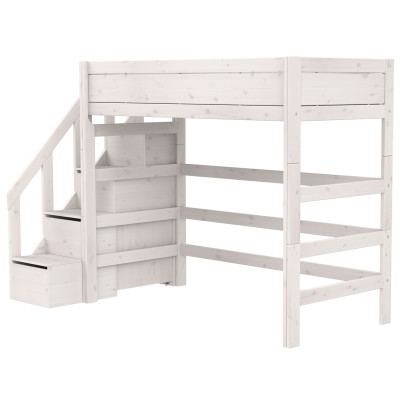 Lifetime Kidsrooms high bed with stairs and storage, deluxe slatted bed base whitewash