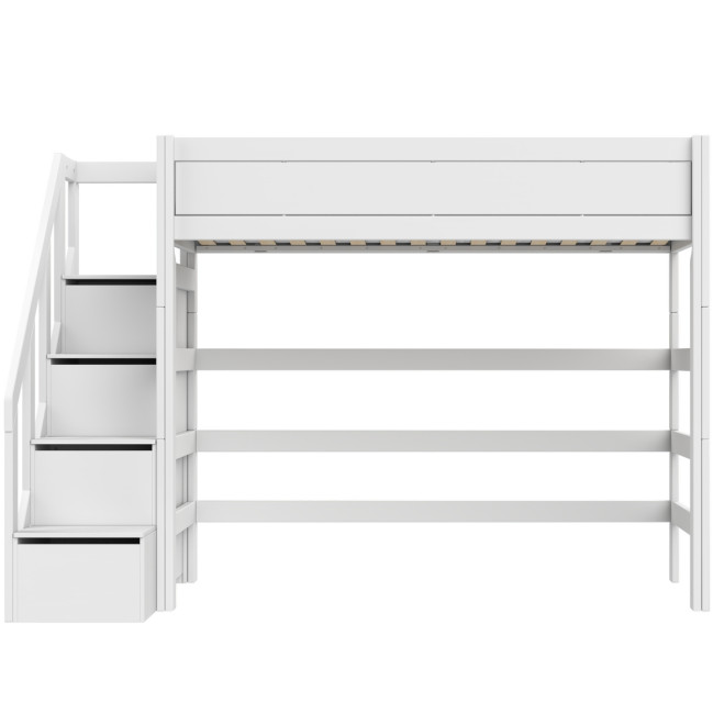 Lifetime Kidsrooms letto a soppalco con scala e contenitore, rete a doghe standard bianco