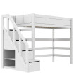 Lifetime Kidsrooms Hochbett mit Treppe und Stauraum, Standard Lattenrost Weiss
