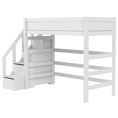 Lifetime Kidsrooms high bed with stairs and storage, deluxe slatted bed base white