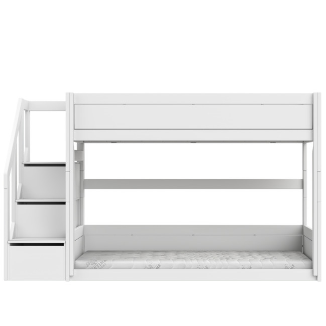 Lifetime lit superposé avec escabeau 90 x 200 cm, sommier premium blanc