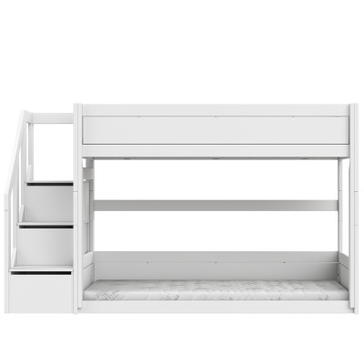 Letto a castello basso con scaletta Lifetime 90 x 200 cm telaio a doghe premium bianco