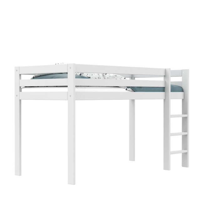 Letto a mezza altezza Lifetime Elements con scala dritta e telaio a doghe standard bianco