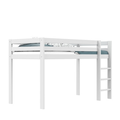 Lifetime Lit mezzanine mi-hauteur échelle droite avec sommier premium, blanc