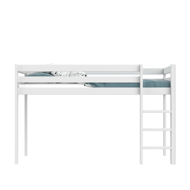 Lifetime Lit mezzanine mi-hauteur échelle droite avec sommier premium, blanc