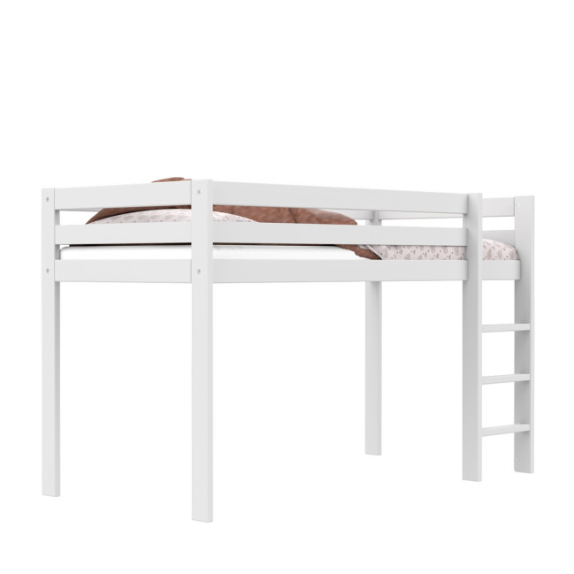 Letto a mezza altezza Lifetime Elements con scala dritta e telaio a doghe standard bianco