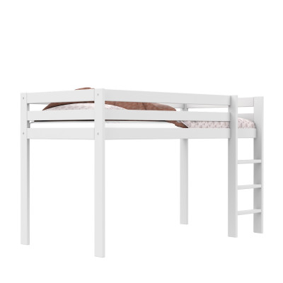 Lifetime Lit mezzanine mi-hauteur échelle droite avec sommier premium, blanc