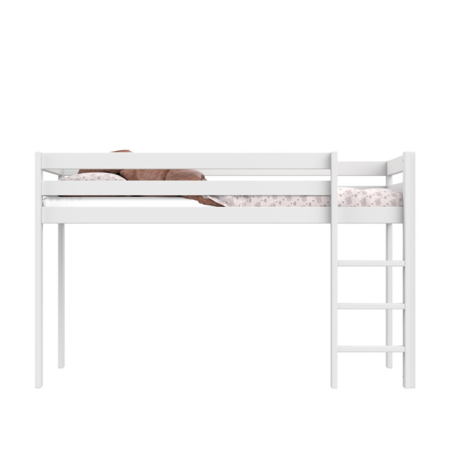 Lifetime Lit mezzanine mi-hauteur échelle droite avec sommier premium, blanc