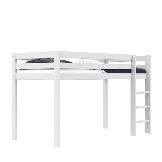 Letto a mezza altezza Lifetime Elements con scala dritta e telaio a doghe standard bianco