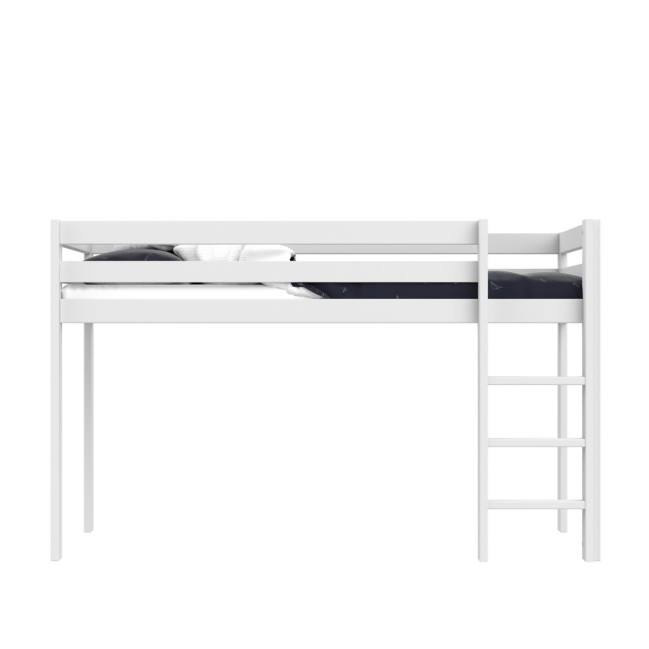 Lifetime Lit mezzanine mi-hauteur échelle droite avec sommier premium, blanc