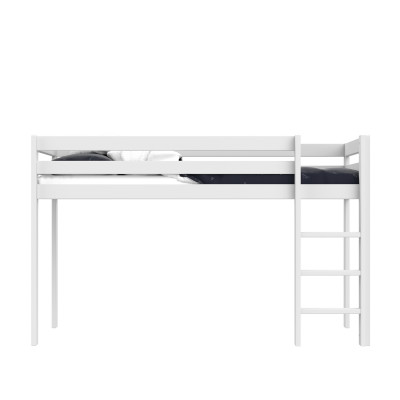 Lifetime Lit mezzanine mi-hauteur échelle droite avec sommier premium, blanc