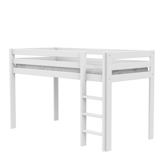 Lifetime Lit mezzanine mi-hauteur échelle droite avec sommier premium, blanc