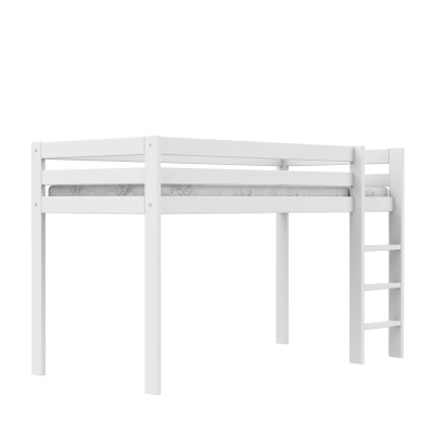 Lifetime Halbhohes Bett Elements mit gerader Leiter und Standard Lattenrost weiss