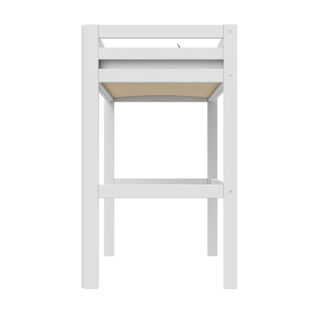 Letto a soppalco Lifetime Elements con scala dritta e rete a doghe standard, bianco