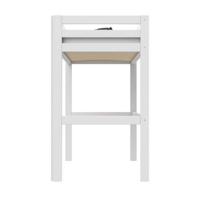 Letto a soppalco Lifetime Elements con scala dritta e rete a doghe standard, bianco