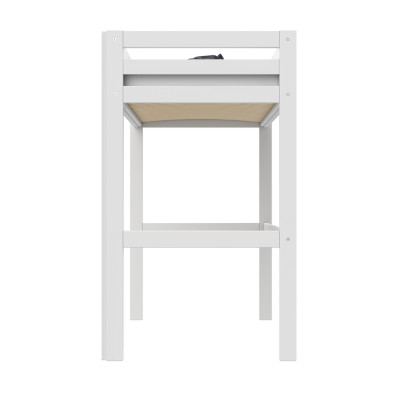 Letto a soppalco Lifetime Elements con scala dritta e rete a doghe standard, bianco