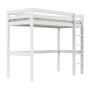 Letto a soppalco Lifetime Elements con scala dritta e rete a doghe standard, bianco