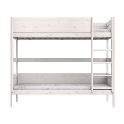 Lifetime Etagenbett mit gerader Leiter, standard Lattenrost whitewash