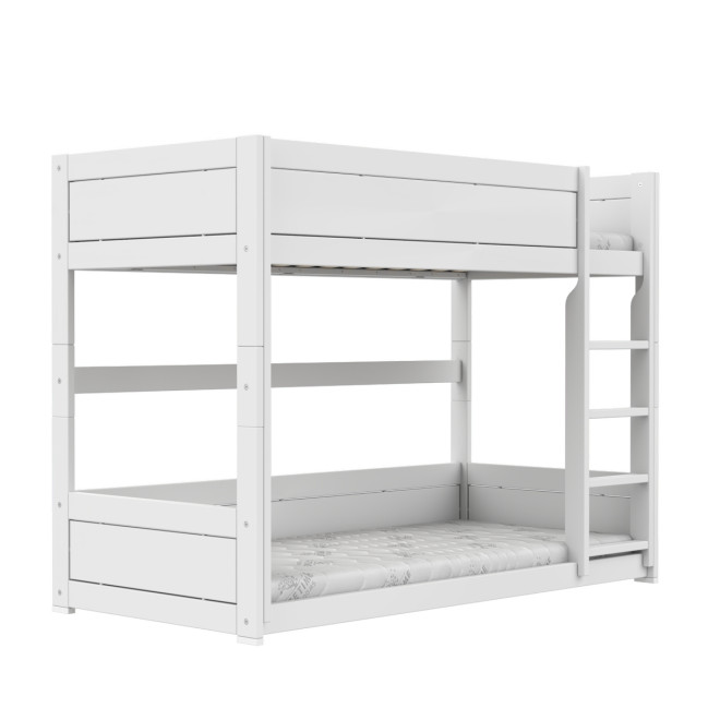 Lifetime niedriges Etagenbett mit gerader Leiter 90 x 200 cm, premium Lattenrost weiss
