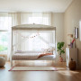 Lifetime single bed with canopy Dreamy White 120 x 200 cm with slatted frame standard whitewash