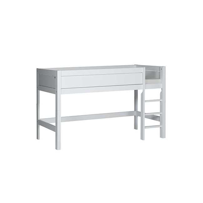 LifeTime-Kidsroom Letto a mezza altezza Laura-RL, 90x200 cm, con struttura a doghe a rullo bianco