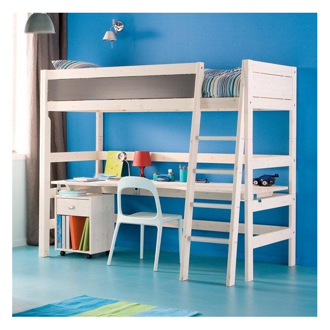 Letto a soppalco LifeTime LIVIA con scala inclinata e telaio a doghe a rullo