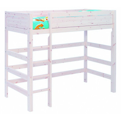 Lit mezzanine Lifetime LIVIA avec échelle inclinée et cadre à lattes de rouleau