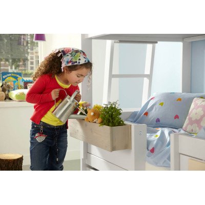 Lifetime HANGOUT KOMBO - Lit d’aventure avec échelle inclinée, cadre à lattes roulantes Whitewash