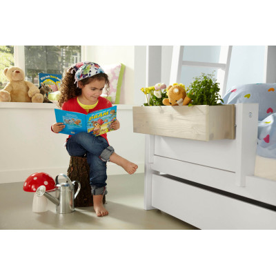 Lifetime HANGOUT KOMBO - Lit d’aventure avec échelle inclinée, cadre à lattes roulantes Whitewash