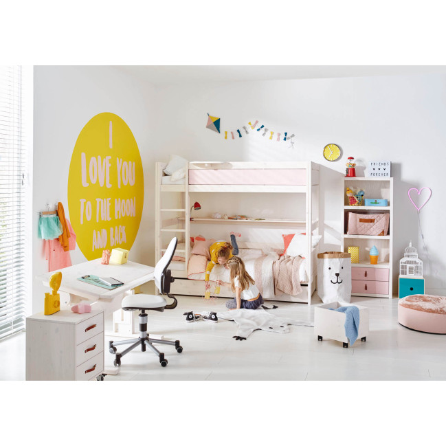 Letto a castello Lifetime Letto a castello con scaletta, libreria, protezione anticaduta, struttura a doghe a 2 r