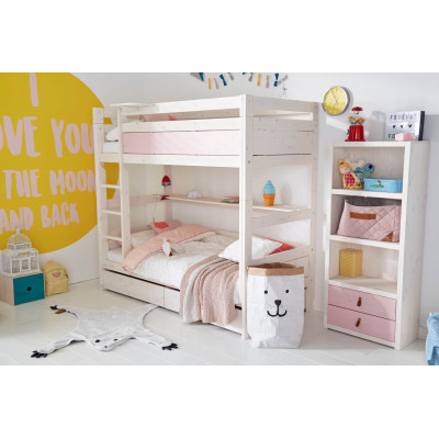 Letto a castello Lifetime Letto a castello con scaletta, libreria, protezione anticaduta, struttura a doghe a 2 r