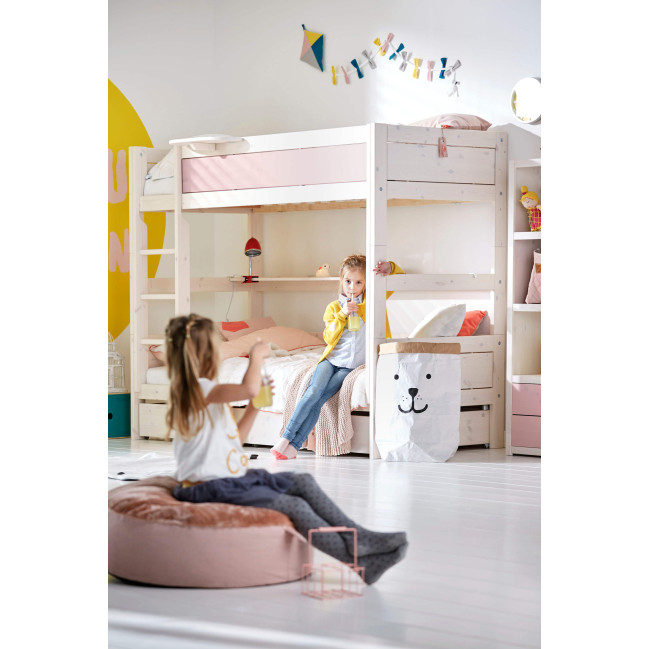 Letto a castello Lifetime Letto a castello con scaletta, libreria, protezione anticaduta, struttura a doghe a 2 r