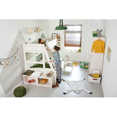 Lifetime Lit superposé Famille, haut 90x200, bas 120x200 incl. 2 sommier Luxe, blanc