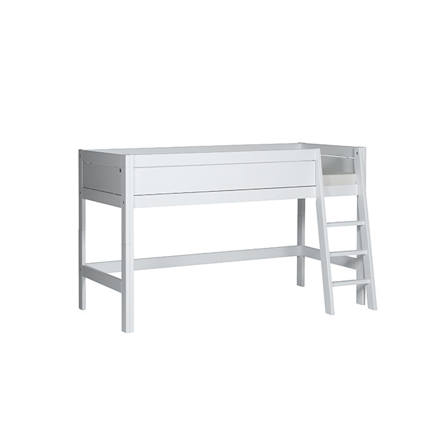 Letto a mezza altezza Lifetime con scala inclinata e pavimento scorrevole Bianco