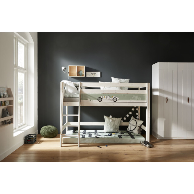 Chambre d’enfant Lifetime Course sur route avec sommier et protection contre les chutes blanc