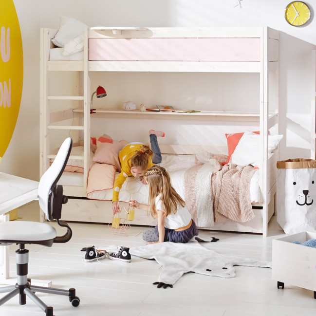 Letto a castello Lifetime Letto a castello con scaletta, libreria, protezione anticaduta, struttura a doghe a 2 r